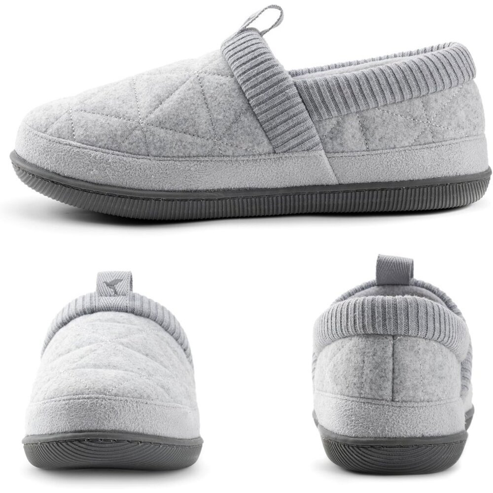 Women's Closed Back Knit Cuff Warm Gray Lining Memory Foam Sole Slippers Boot - Picture 2 of 6